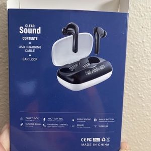 True Wireless Earbuds Bluetooth 5.1 Waterproof Headphones w/Charging Case. (NIB)